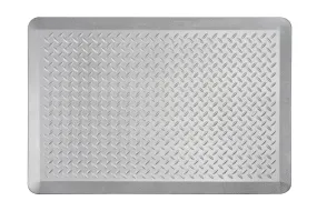 # 18003-21 Anti-Fatigue, Ergonomically Engineered, Non-Toxic, Non-Slip, Waterproof, All-Purpose PU Floor Mat, Tread Plate Pattern, 24" x 36" x .7" thickness, Silver Color (1 Pack)