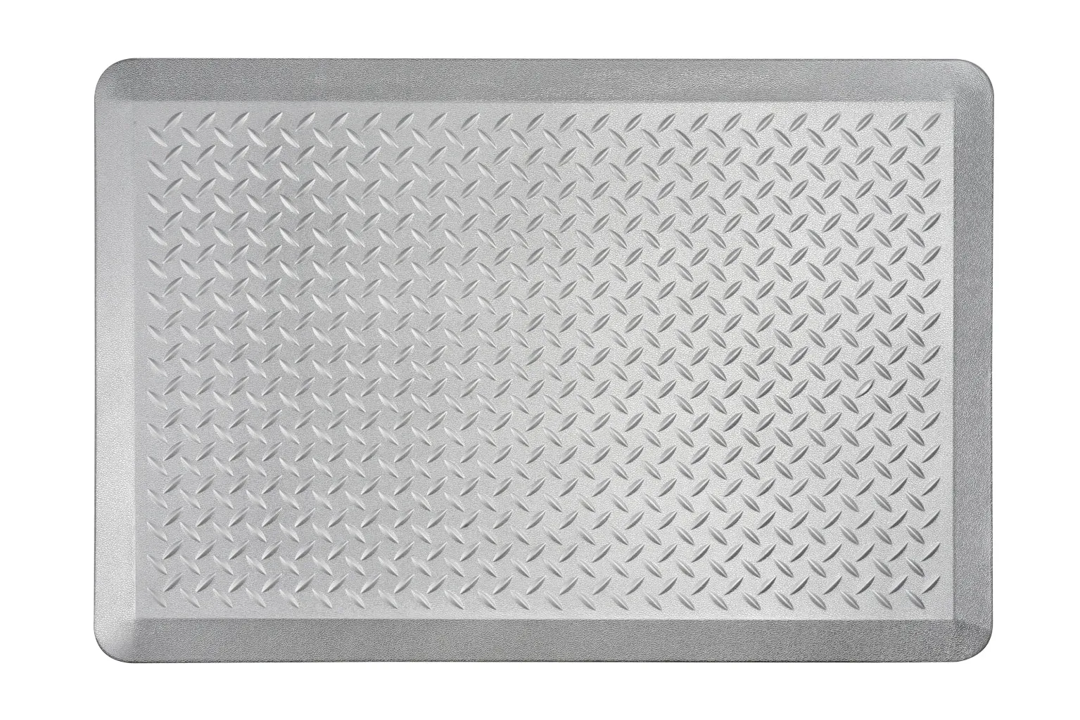 # 18003-22 Anti-Fatigue, Ergonomically Engineered, Non-Toxic, Non-Slip, Waterproof, All-Purpose PU Floor Mat, Tread Plate Pattern, 24" x 36" x .7" thickness, Silver Color (2 Pack)