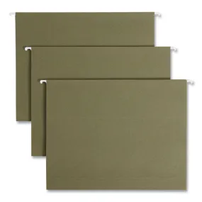 100% Recycled Hanging File Folders, Letter Size, 1/5-cut Tabs, Standard Green, 25/box