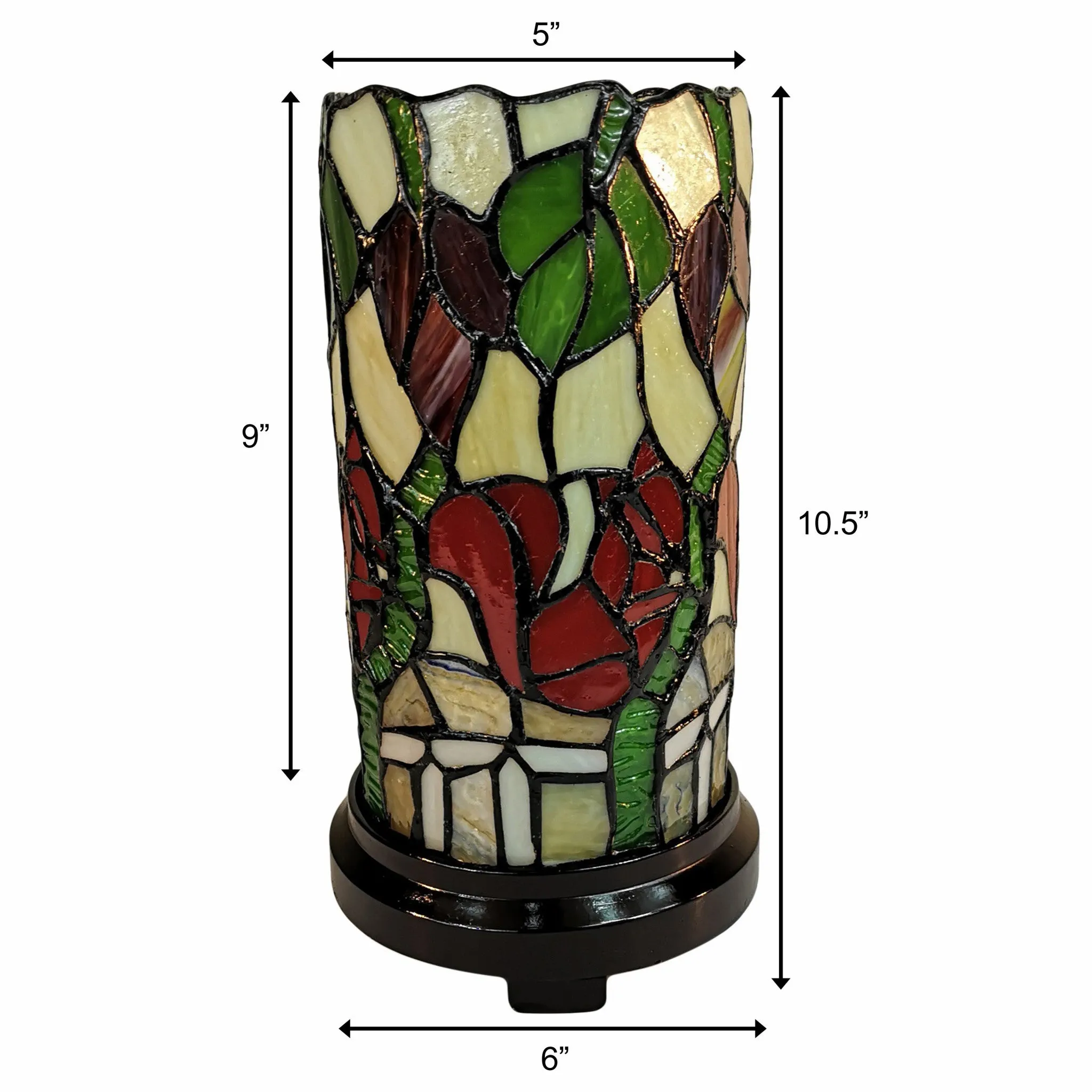 11" Tiffany Style Red Floral Accent Table Lamp By Homeroots