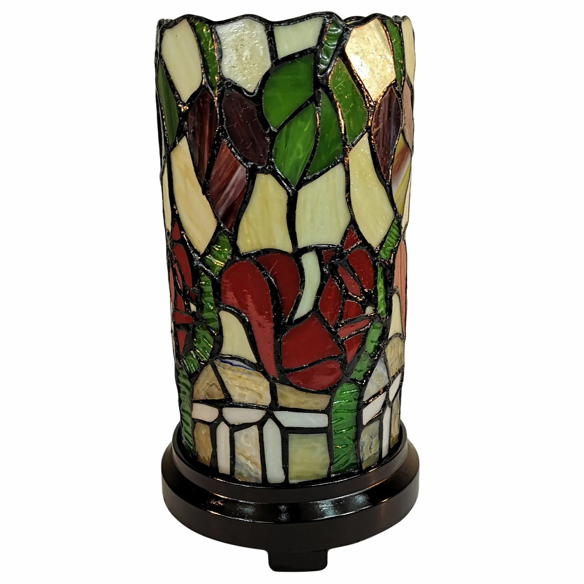 11" Tiffany Style Red Floral Accent Table Lamp By Homeroots