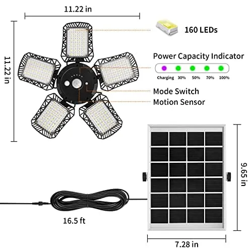 160 LED Indoor Solar Lamp with Remote Control