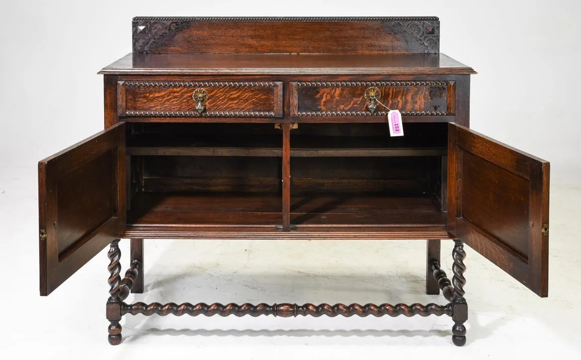 1920s British Oak Barley Twist Sideboard