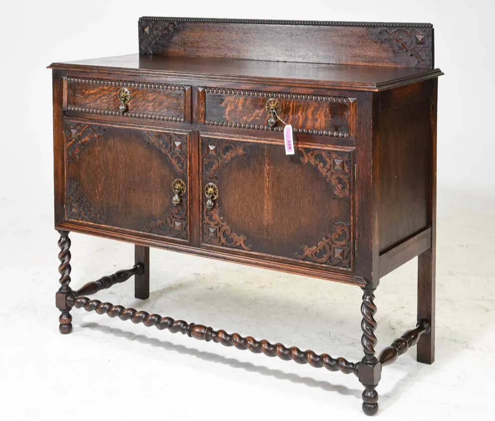 1920s British Oak Barley Twist Sideboard