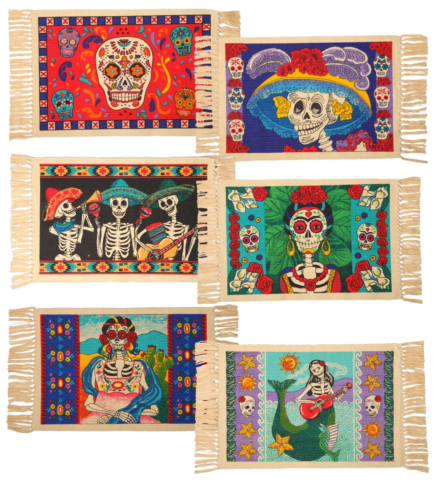 24 PACK DAY OF THE DEAD Cotton Table Mats! Only $2.30 ea!