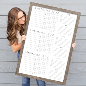 3 Person Framed Whiteboard Chore Chart  | Vertical Pennington