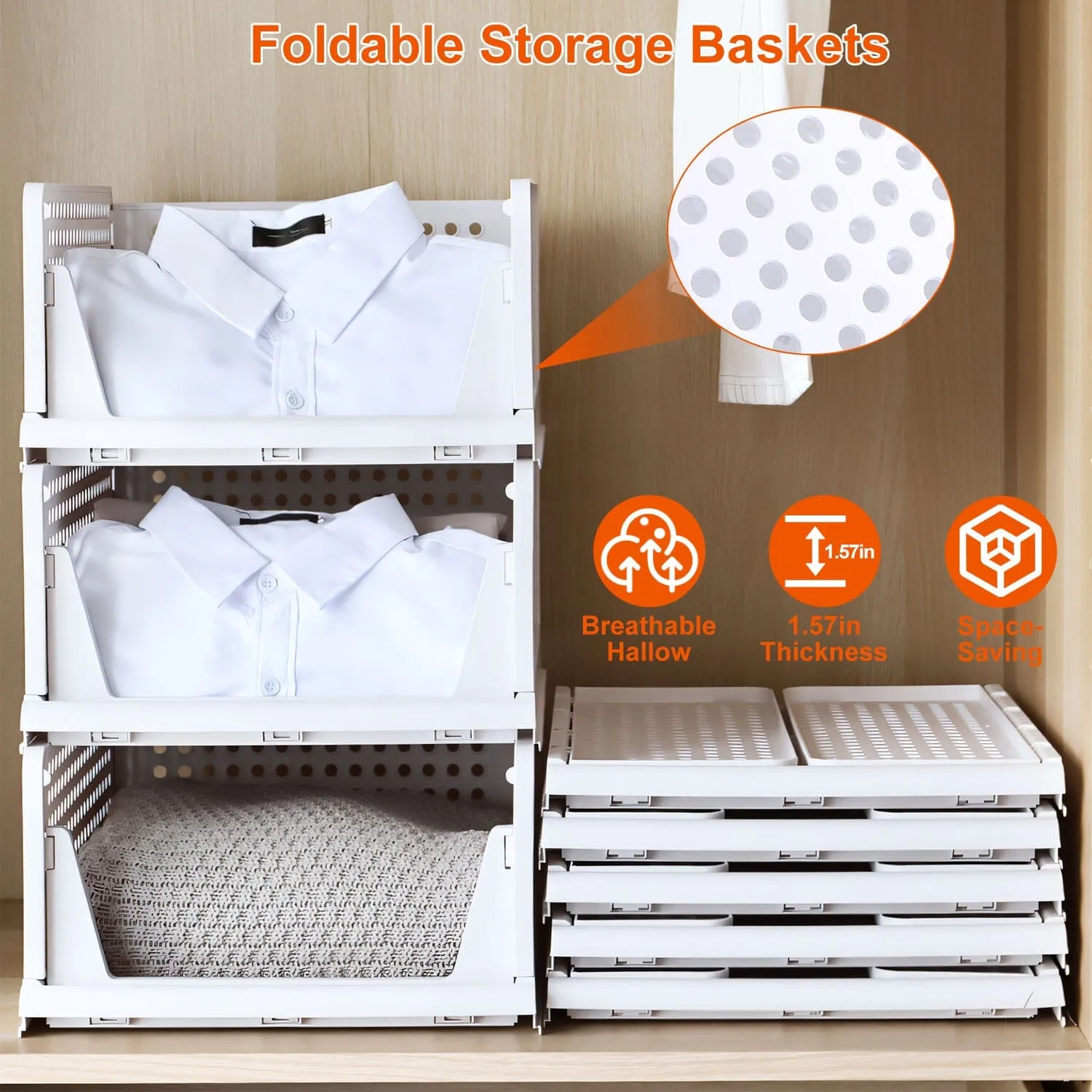 4-Packs: Plastic Storage Box Closet Organizer Foldable Storage with Slide Rail Push-Pull