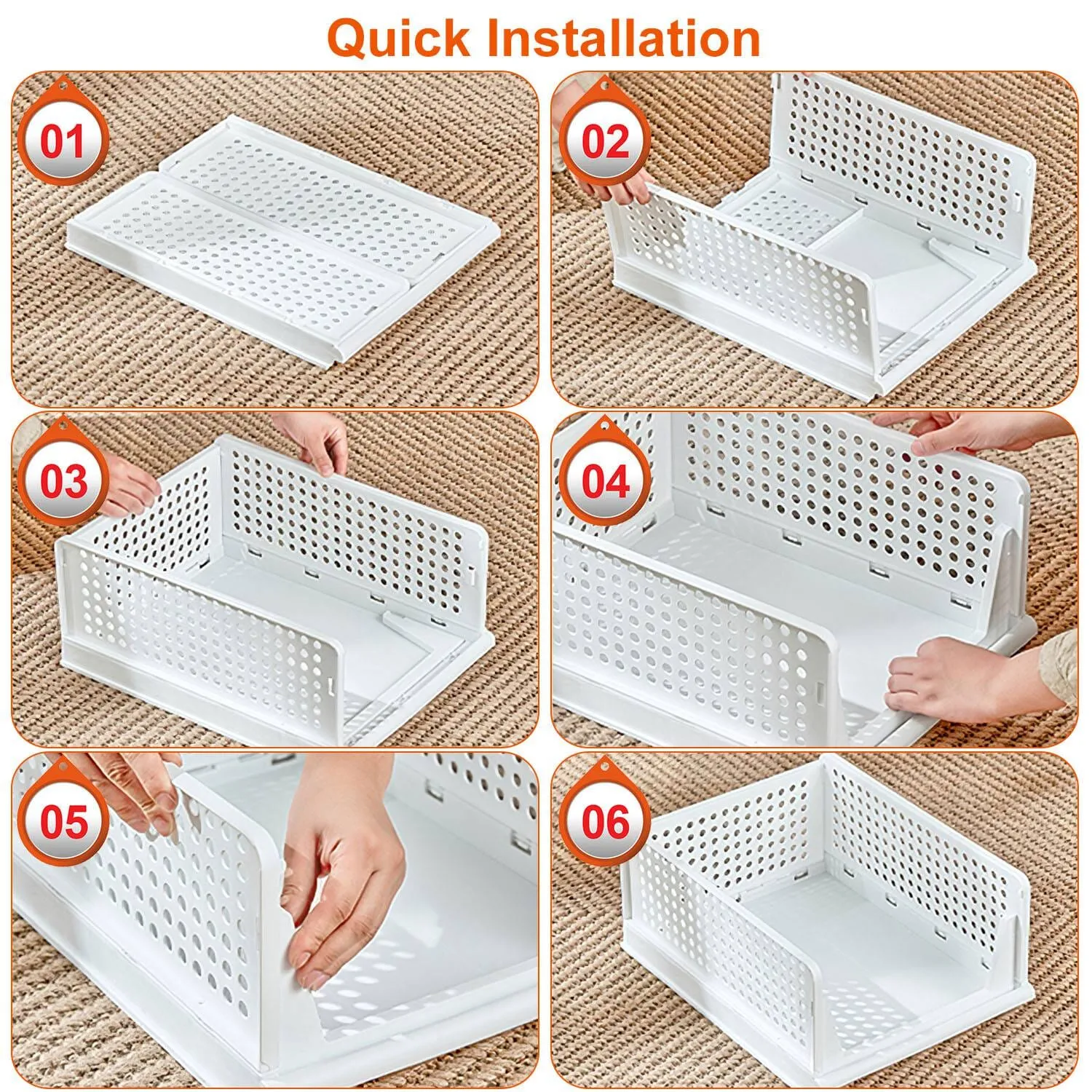 4-Packs: Plastic Storage Box Closet Organizer Foldable Storage with Slide Rail Push-Pull