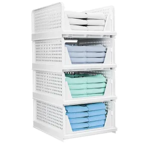 4-Packs: Plastic Storage Box Closet Organizer Foldable Storage with Slide Rail Push-Pull