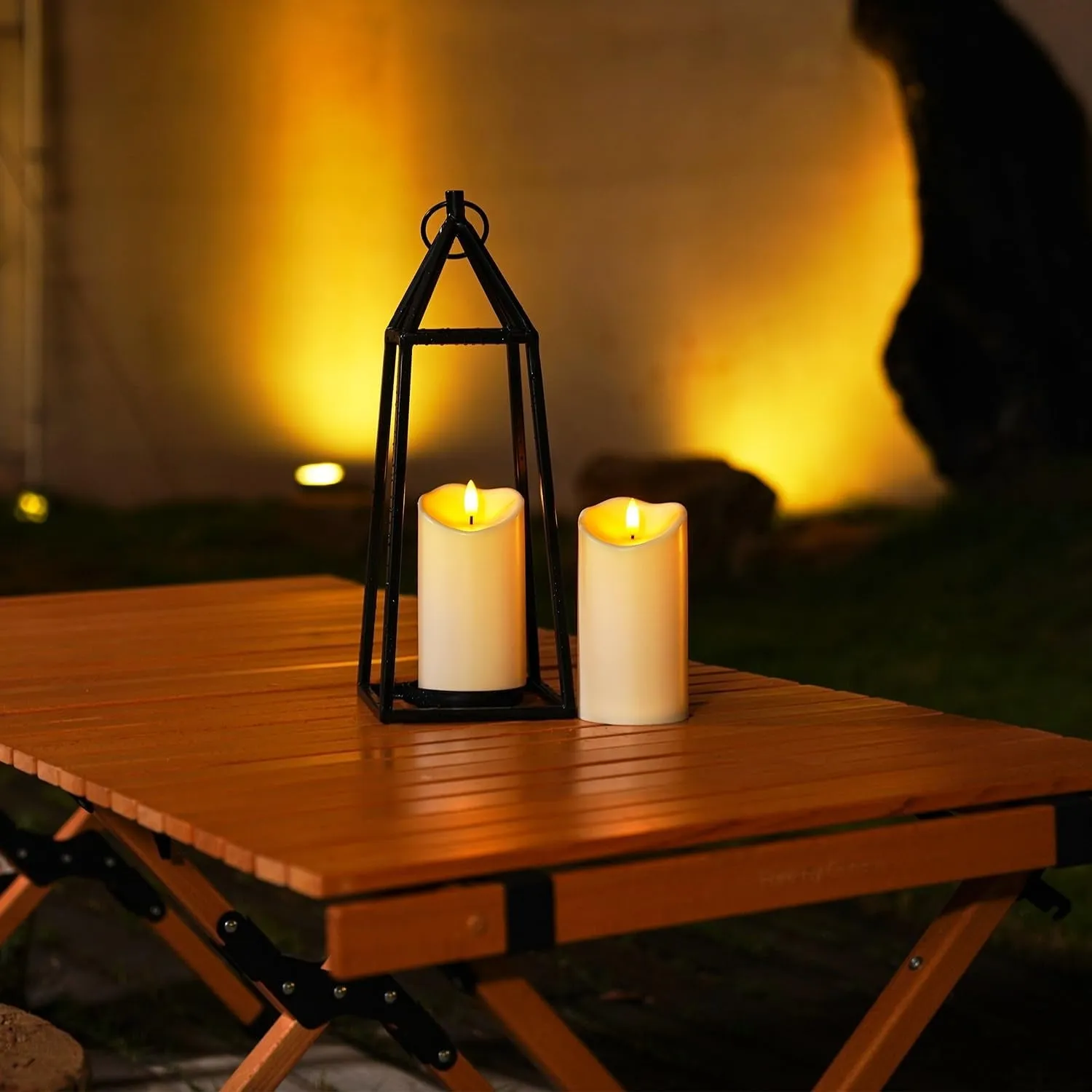 6”X3” Outdoor Waterproof Flameless Candles, LED Candles, Battery Operated Candles with Remote and Timers, Electric Fake Plastic Pillar Candles,Dark Ivory, Set of 2