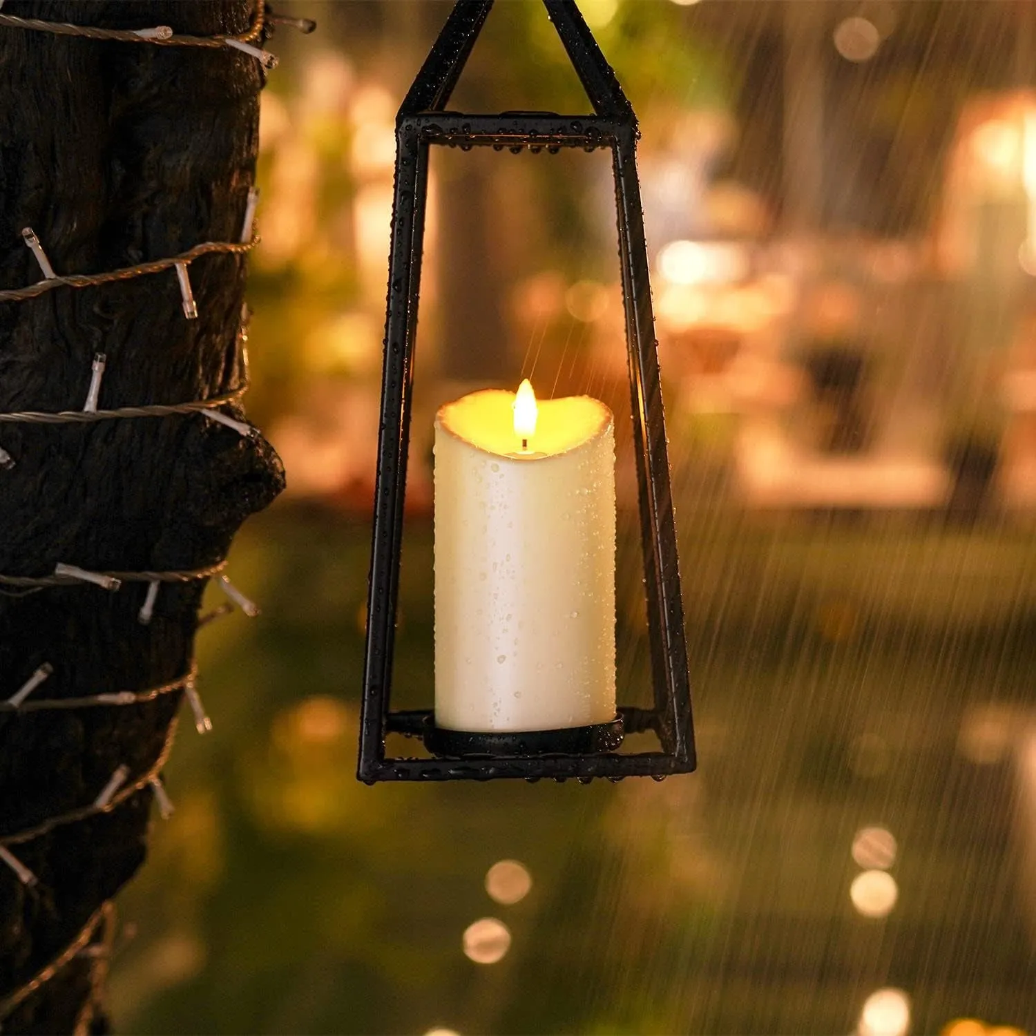 6”X3” Outdoor Waterproof Flameless Candles, LED Candles, Battery Operated Candles with Remote and Timers, Electric Fake Plastic Pillar Candles,Dark Ivory, Set of 2