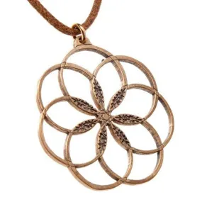 7 Rings of Peace Peace Bronze Pendant Necklace on Adjustable Natural Fiber Cord (Wholesale)