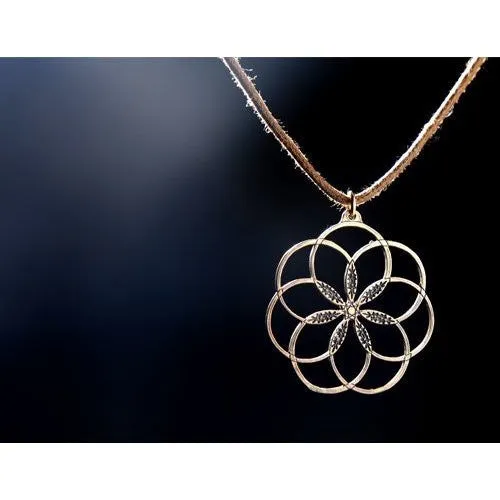 7 Rings of Peace Peace Bronze Pendant Necklace on Adjustable Natural Fiber Cord (Wholesale)