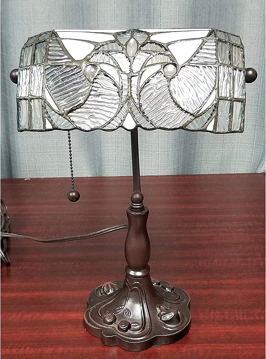 Amora Lighting AM250TL10 Floral Banker Tiffany Style Table Lamp 13" Tall