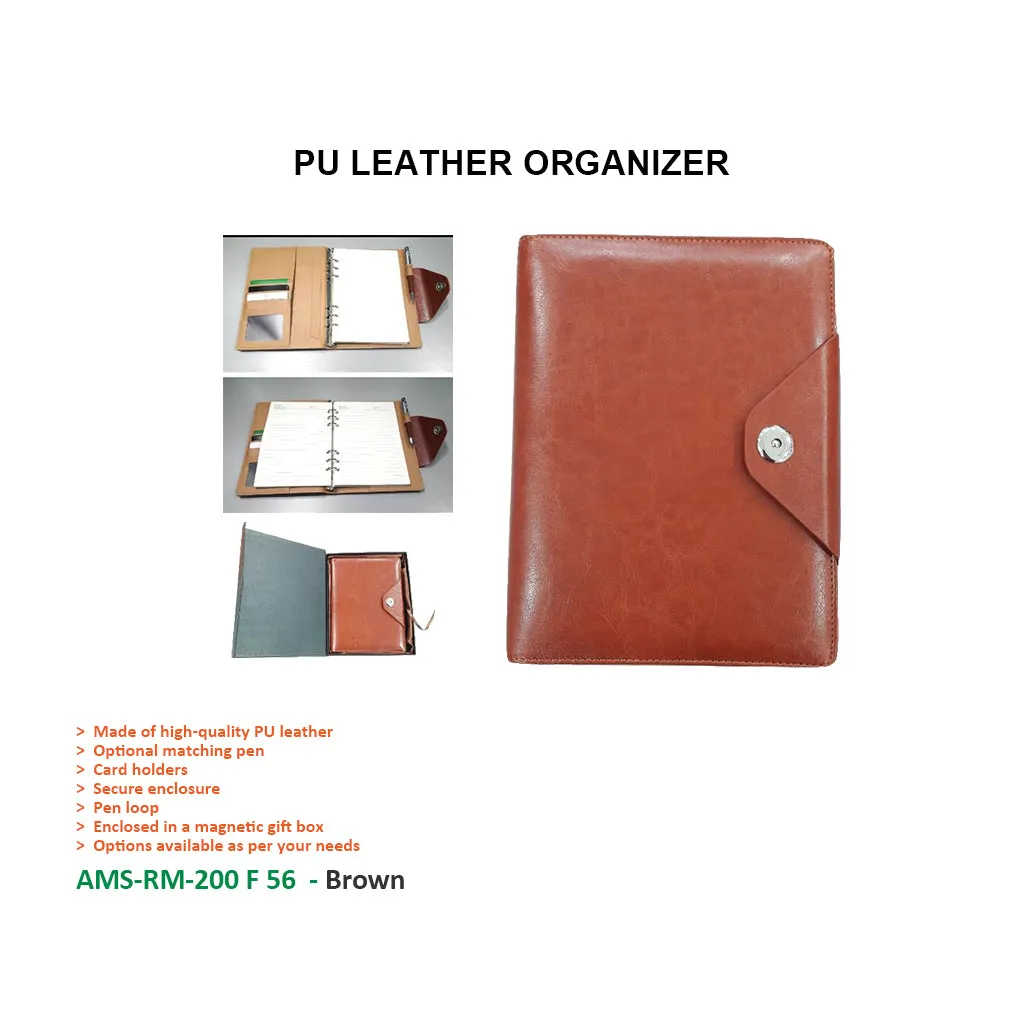 AMS-RM-200 F 56 - (Brown) - PU Leather Organizer