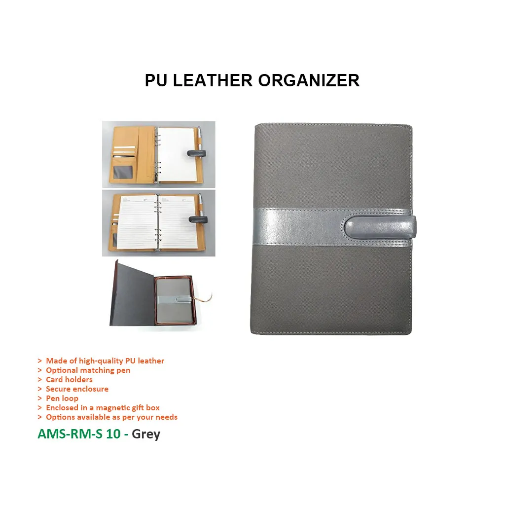 AMS-RM-S 10 - (Grey) PU Leather Organizer