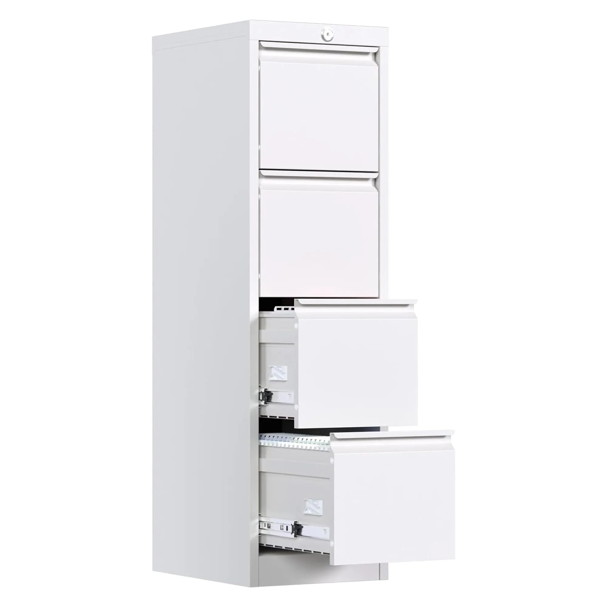 AOBABO 4 Drawer Vertical Metal File Cabinet with Lock for Home and Office, White