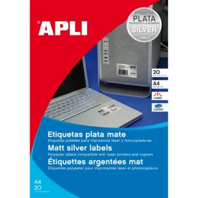 Apli Adhesive Label 63.5 x 29.6 10 Sheets - Silver