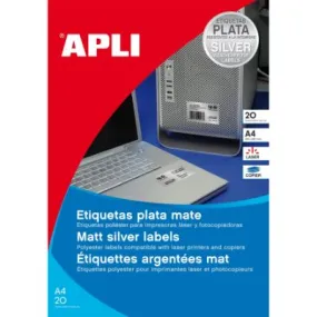 Apli Adhesive Label 63.5 x 29.6 10 Sheets - Silver