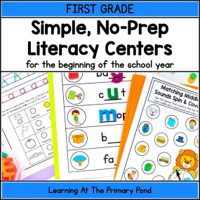 Back to School Literacy Centers for 1st Grade | Simple, No-Prep