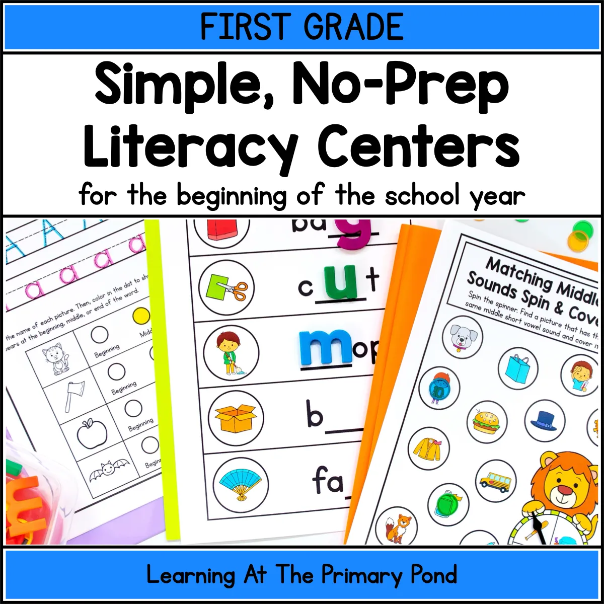 Back to School Literacy Centers for 1st Grade | Simple, No-Prep