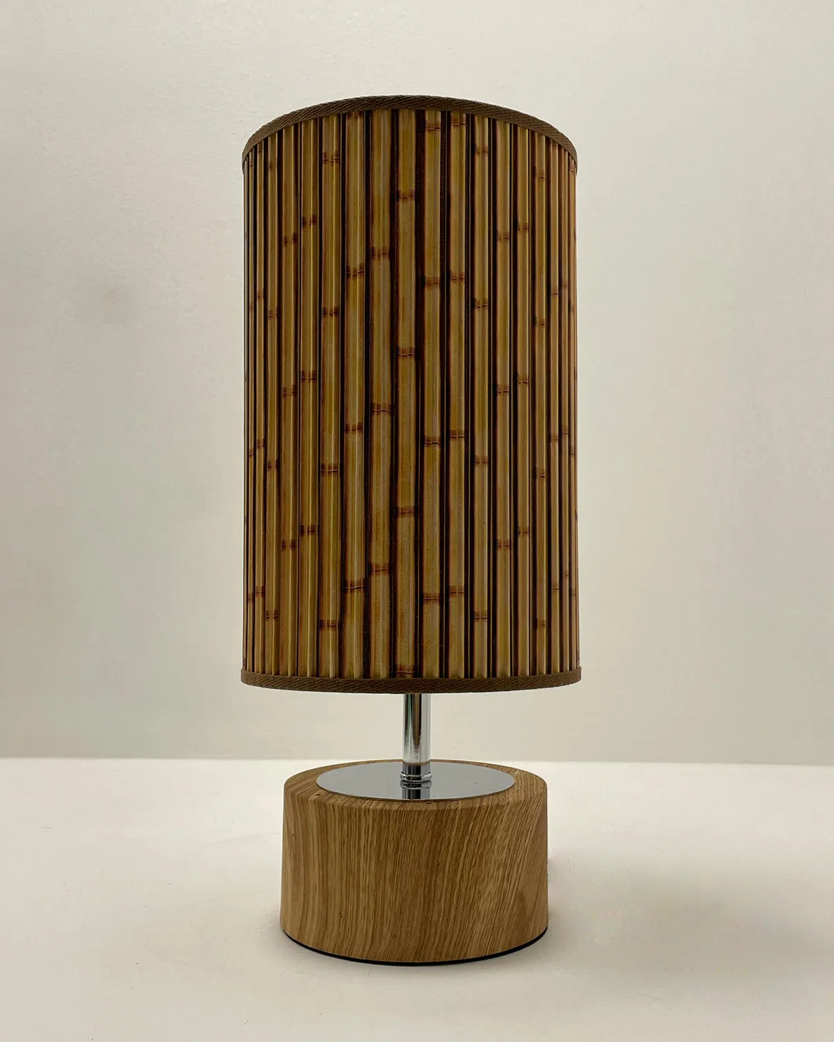 Bamboo Printed Stick Shade, Touch Lamp, Birch Base