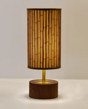 Bamboo Printed Stick Shade, Touch Lamp, Cherry Base