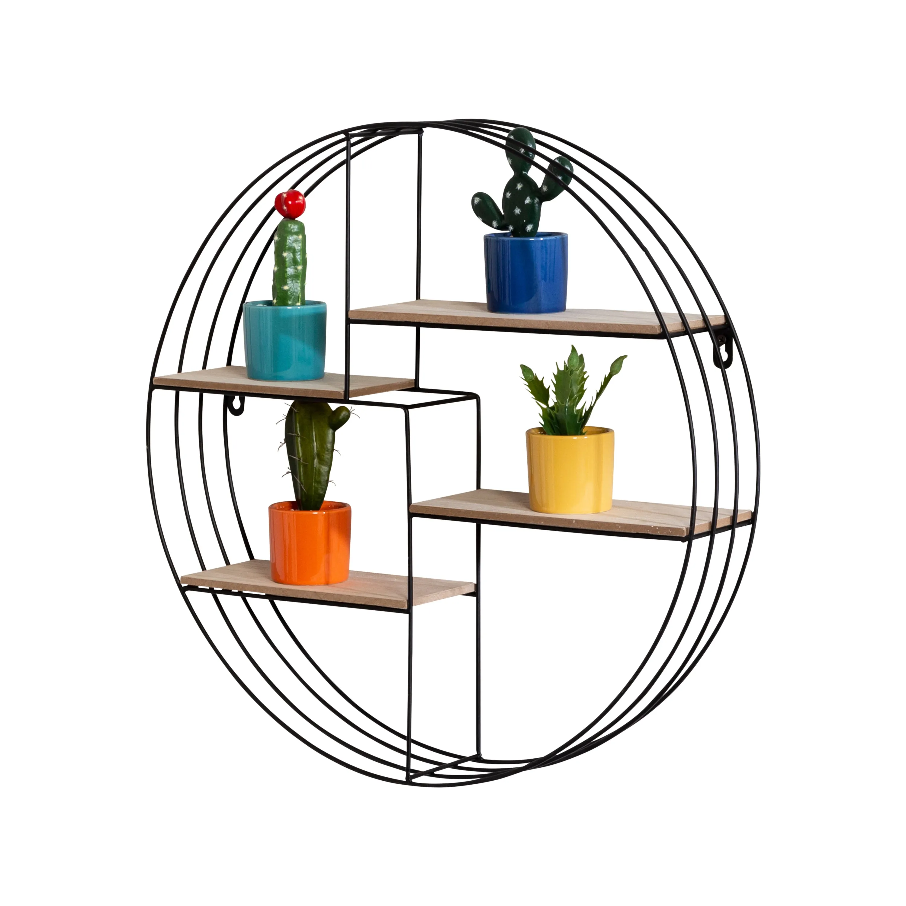 Black Metal 4-Tier Circular Decorative Wall Shelf