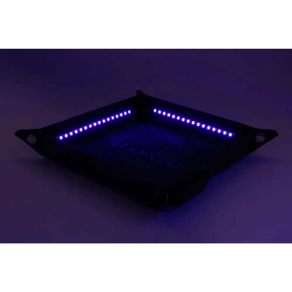 Blacklight Dice Tray with d20: Black