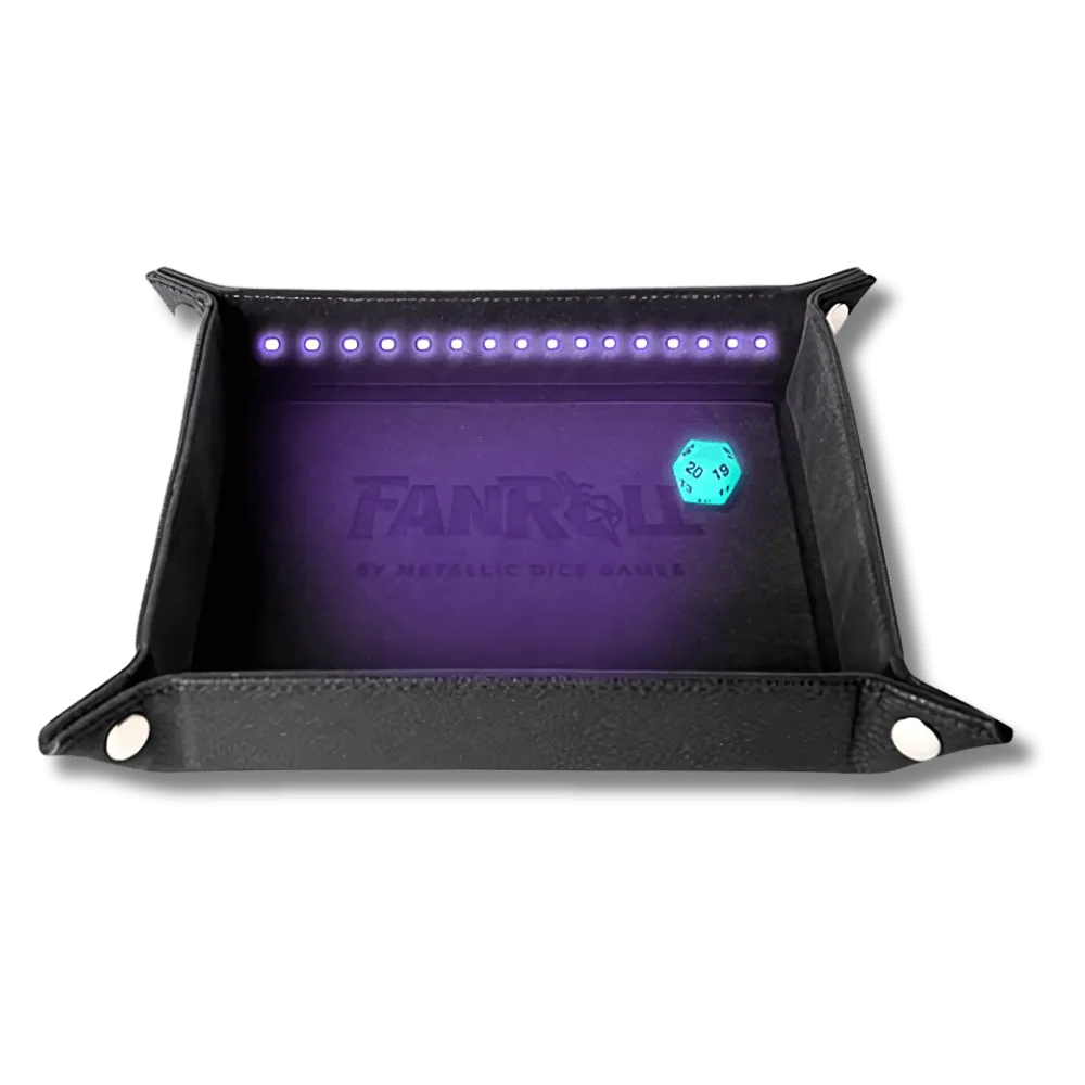 Blacklight Dice Tray with d20: Black