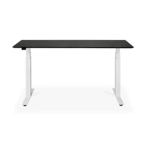 Bok Rectangle Adjustable Desk with Cable management EU (Oak Black, White, 160cm)