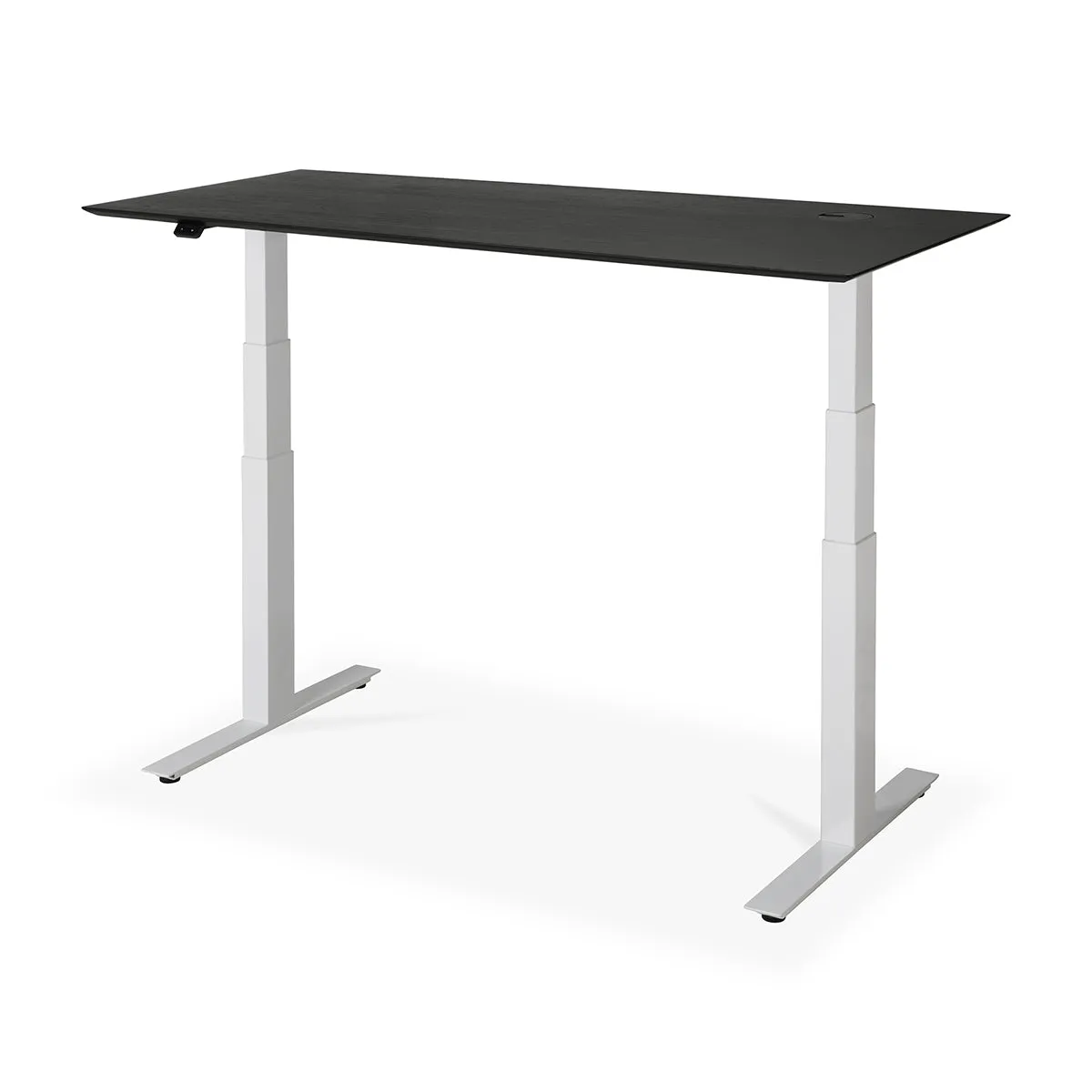 Bok Rectangle Adjustable Desk with Cable management UK (Oak Black, White, 160cm)