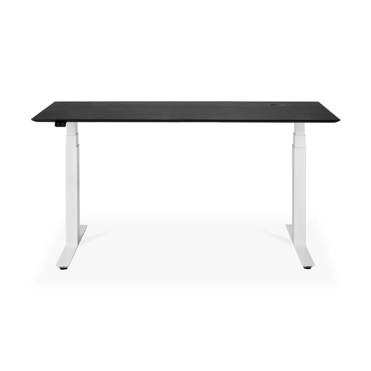 Bok Rectangle Adjustable Desk with Cable management UK (Oak Black, White, 160cm)