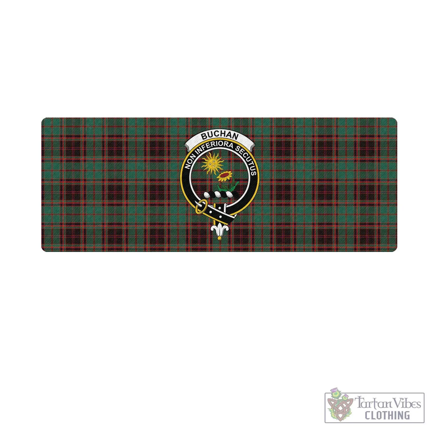 Buchan Ancient Tartan Mouse Pad with Family Crest