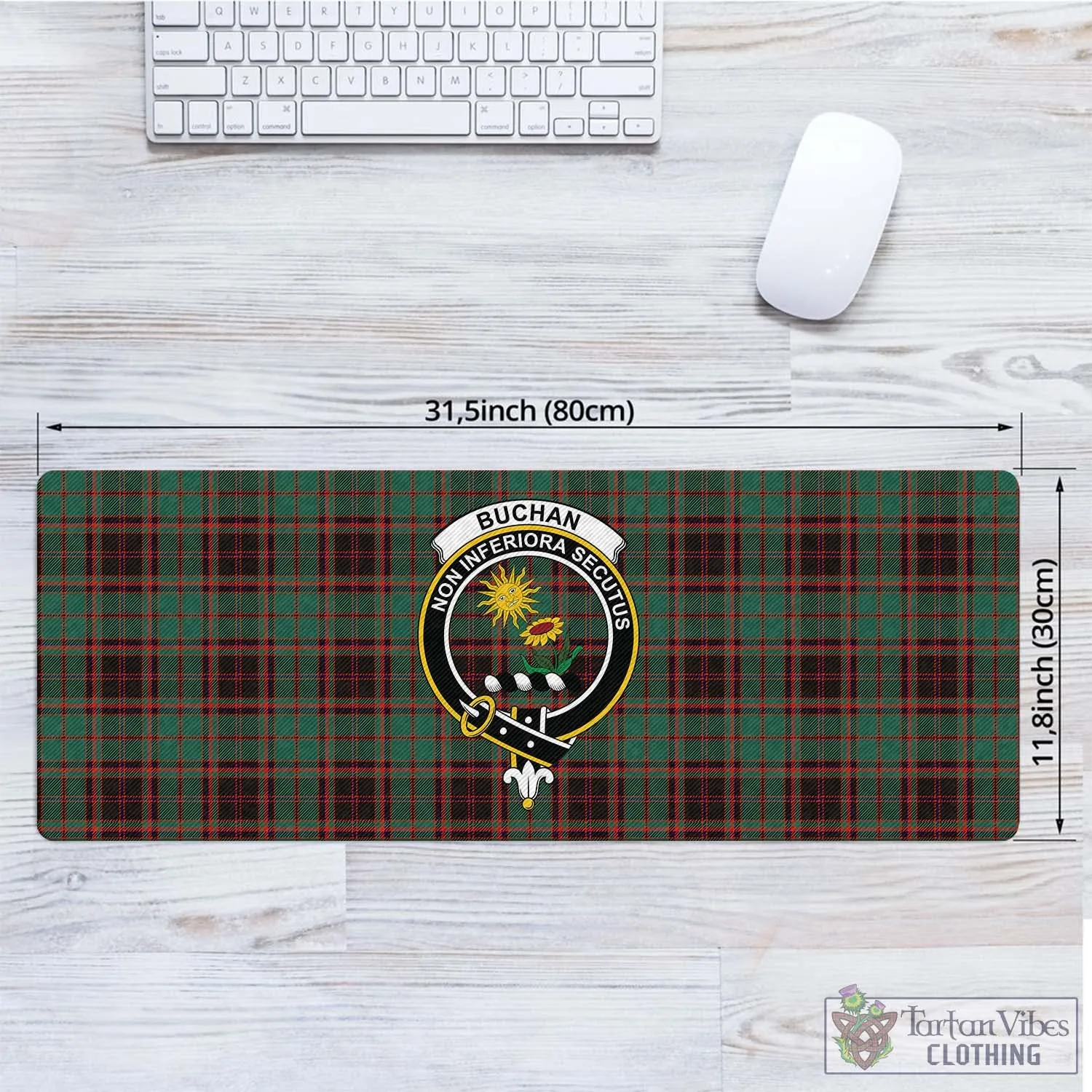 Buchan Ancient Tartan Mouse Pad with Family Crest