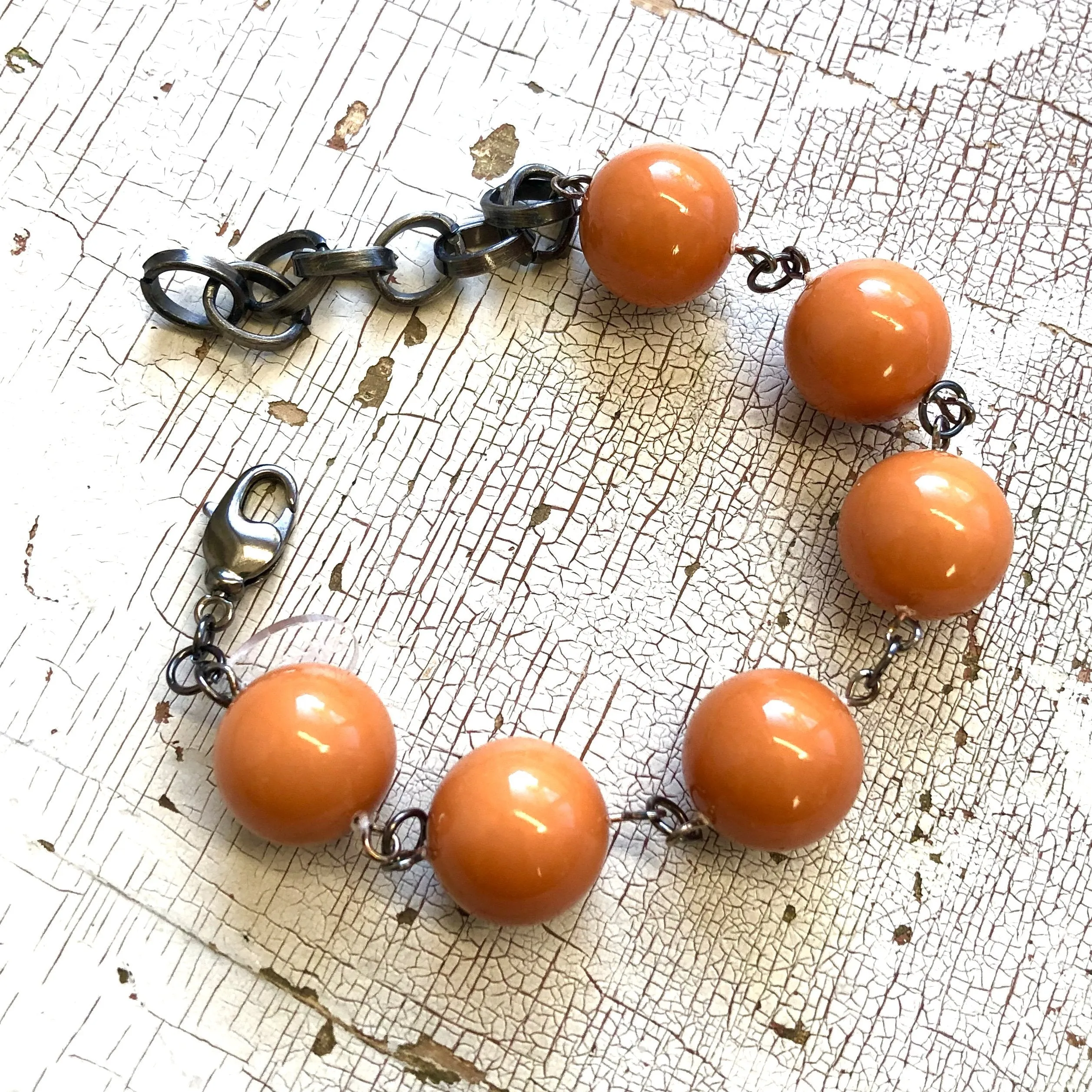 Butternut Orange Lucite Bubble Stations Bracelet