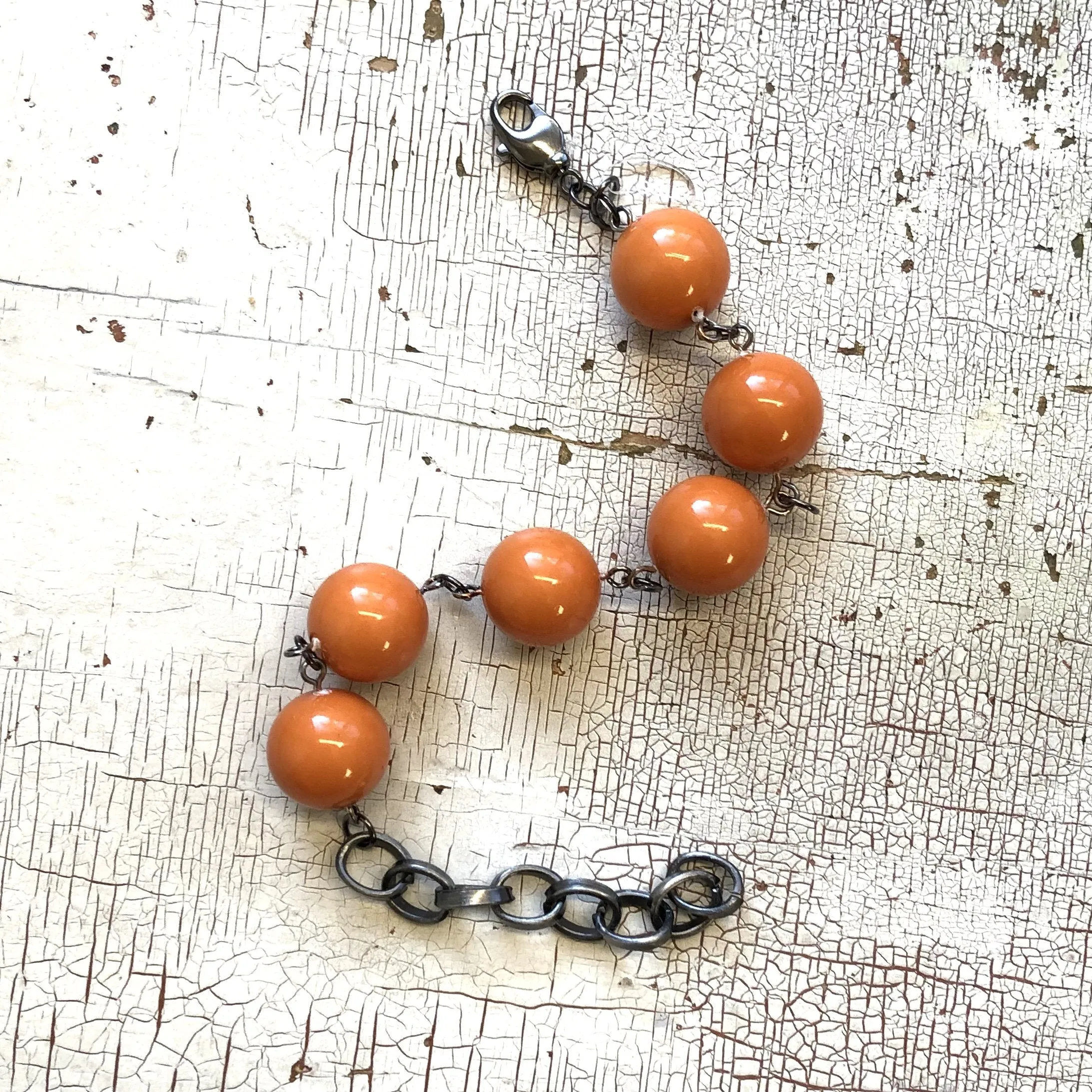 Butternut Orange Lucite Bubble Stations Bracelet