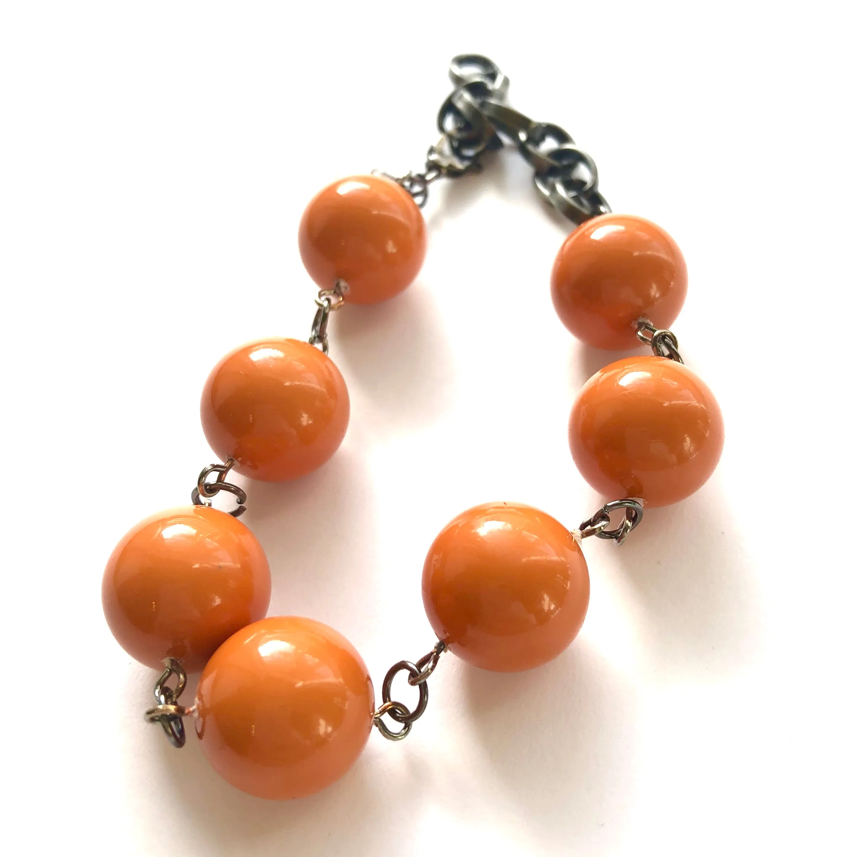 Butternut Orange Lucite Bubble Stations Bracelet