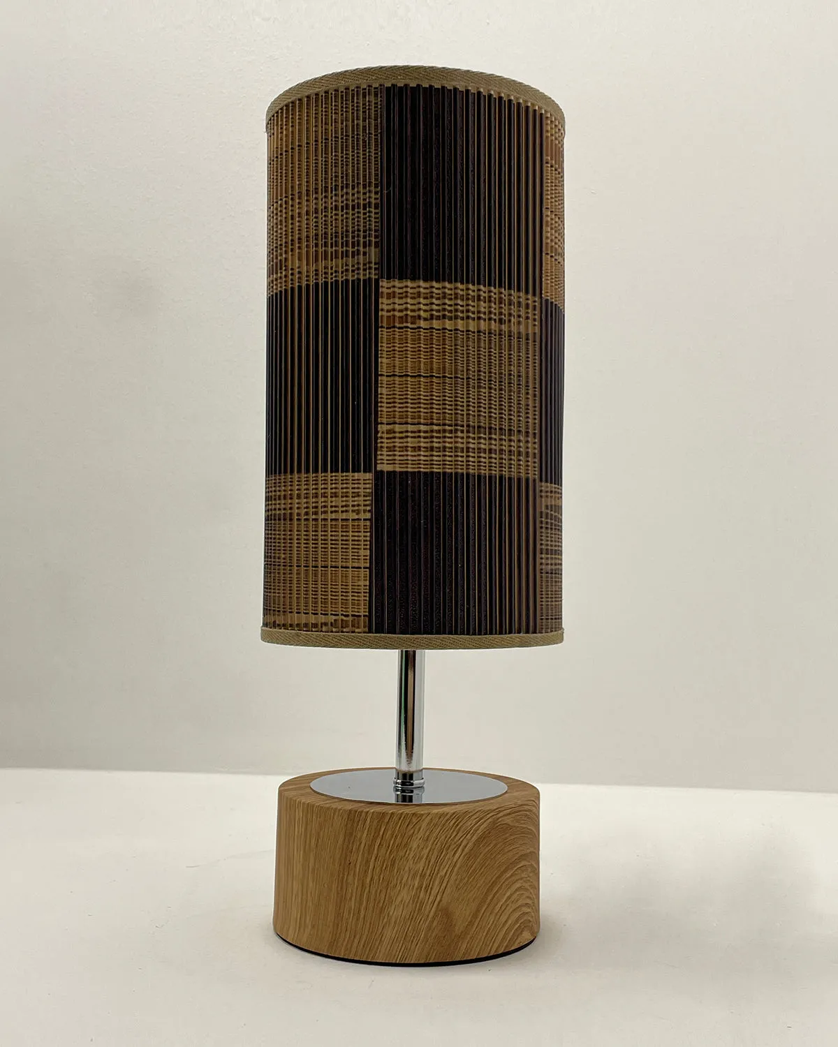 Checkered Wood Printed Stick Shade, Touch Lamp, Birch Base