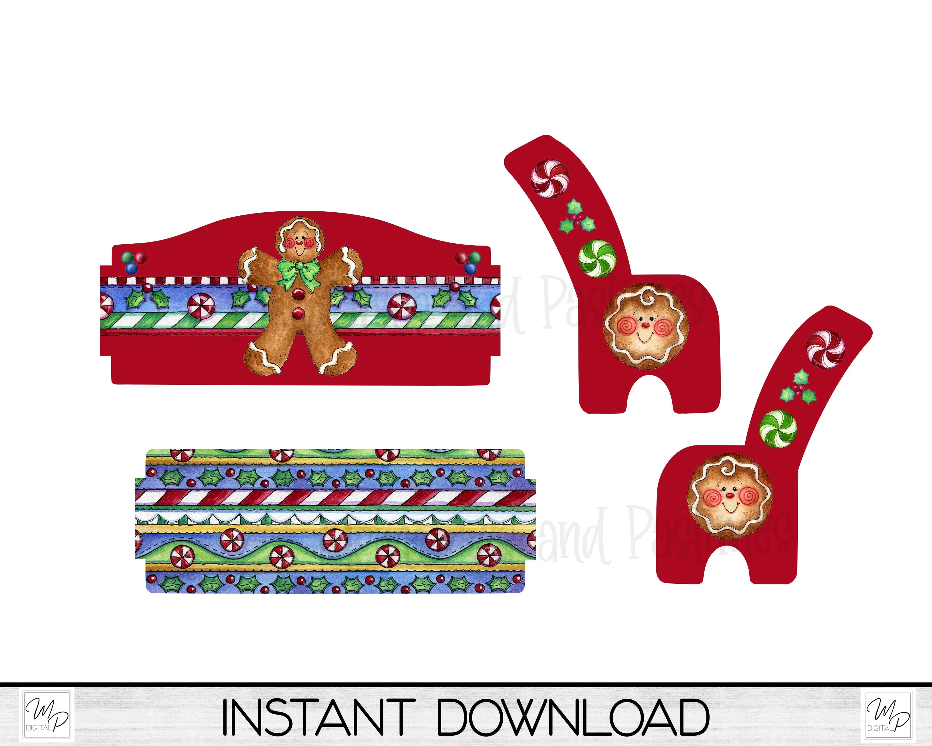 Christmas Gingerbread Bench PNG for Sublimation, Sublimation Design for Tiered Tray Benches, Digital Download