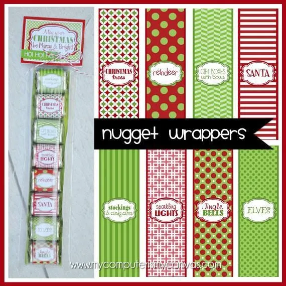 Christmas Nugget Wrappers {Merry & Bright} PRINTABLE