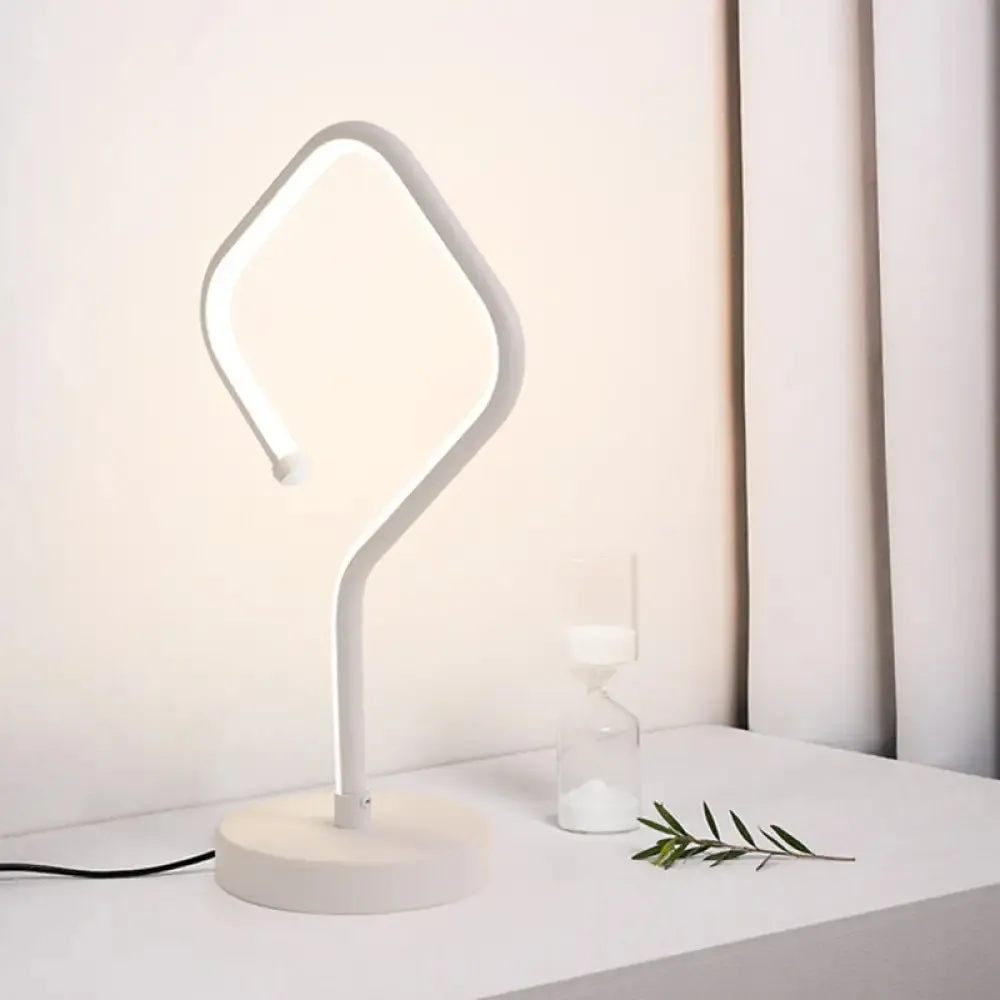 Compact White LED Desk Lamp with Acrylic Shade in Warm/White Light - Minimalist Table Light