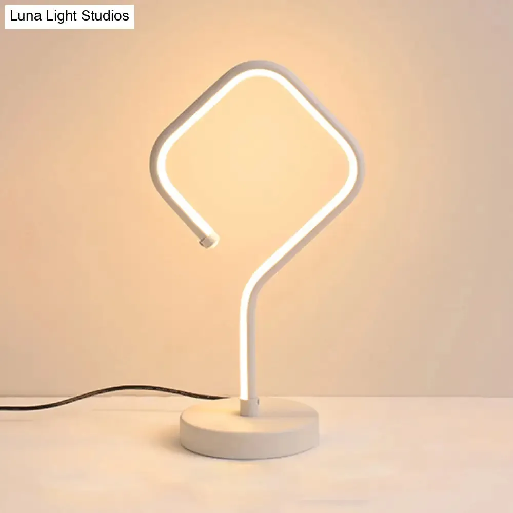 Compact White LED Desk Lamp with Acrylic Shade in Warm/White Light - Minimalist Table Light