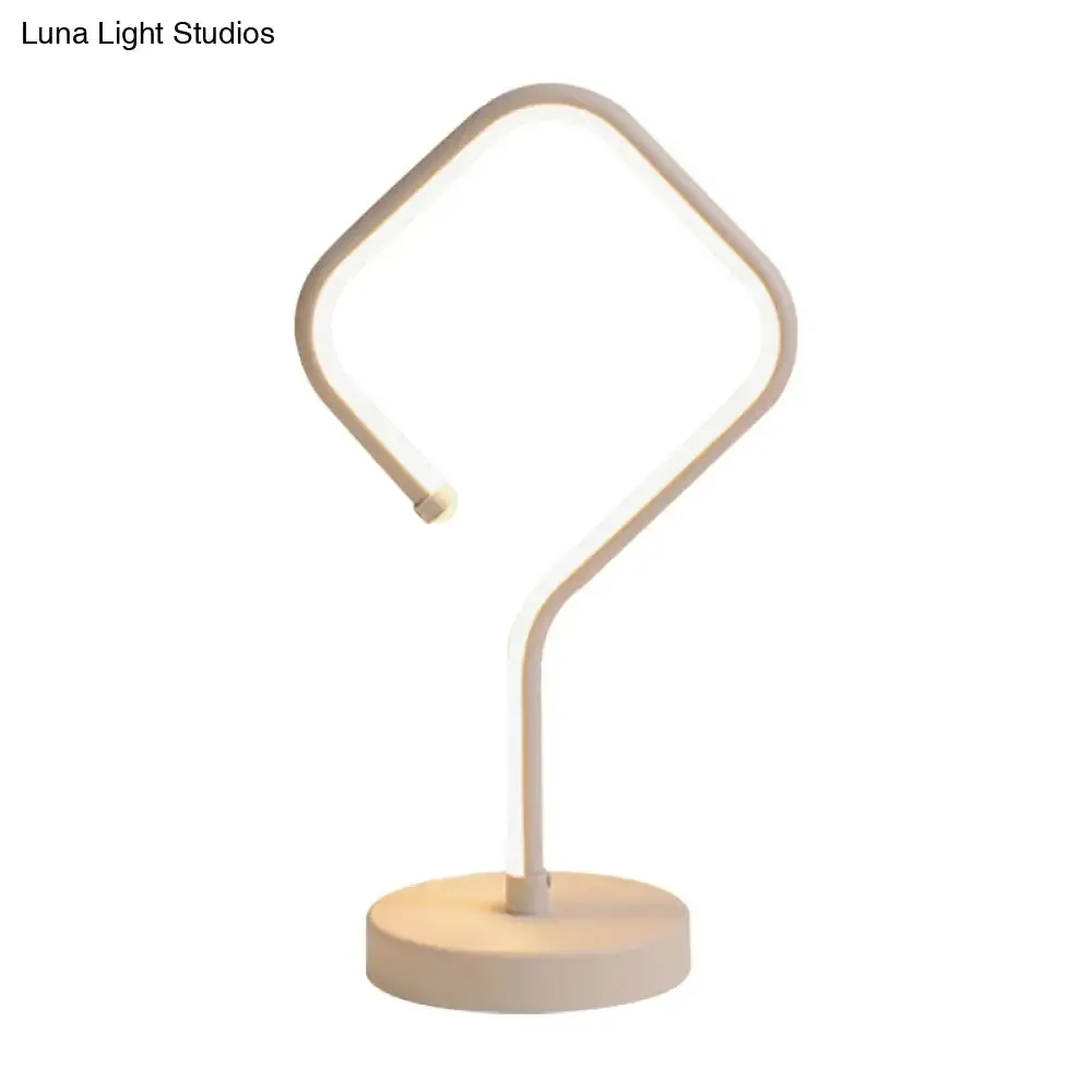 Compact White LED Desk Lamp with Acrylic Shade in Warm/White Light - Minimalist Table Light