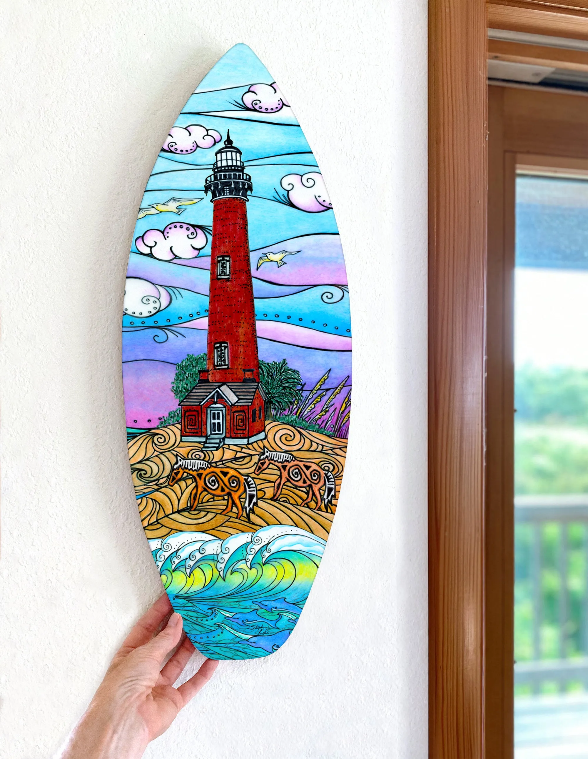 Corolla Lighthouse Surfboard Wall Art