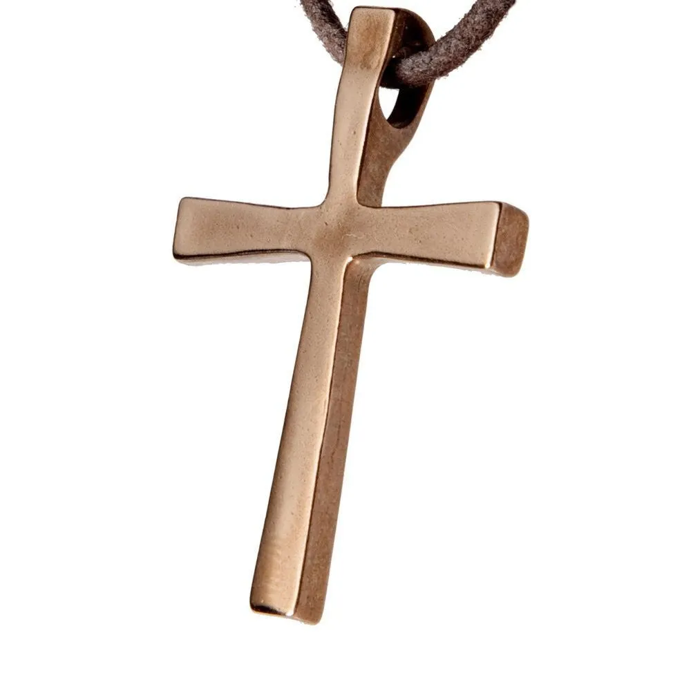 Cross Peace Bronze Pendant Necklace on Adjustable Natural Fiber Cord (Wholesale)