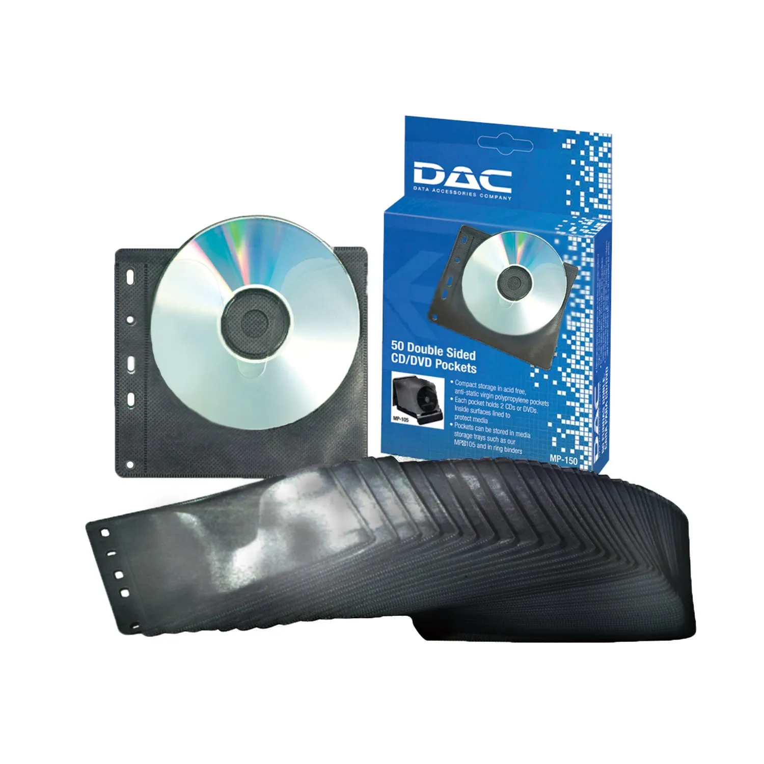 DAC® MP-150 Double-Sided CD Pockets, Pack of 50