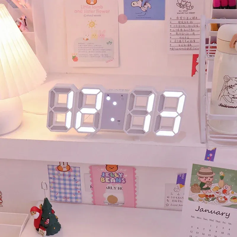 Digital Desk Daily Aesthetic LED Light Alarm Clock