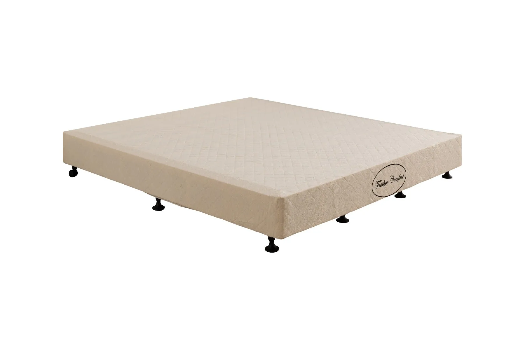 Double Mattress Base Pine Wood Slats, Removable Cover, Beige