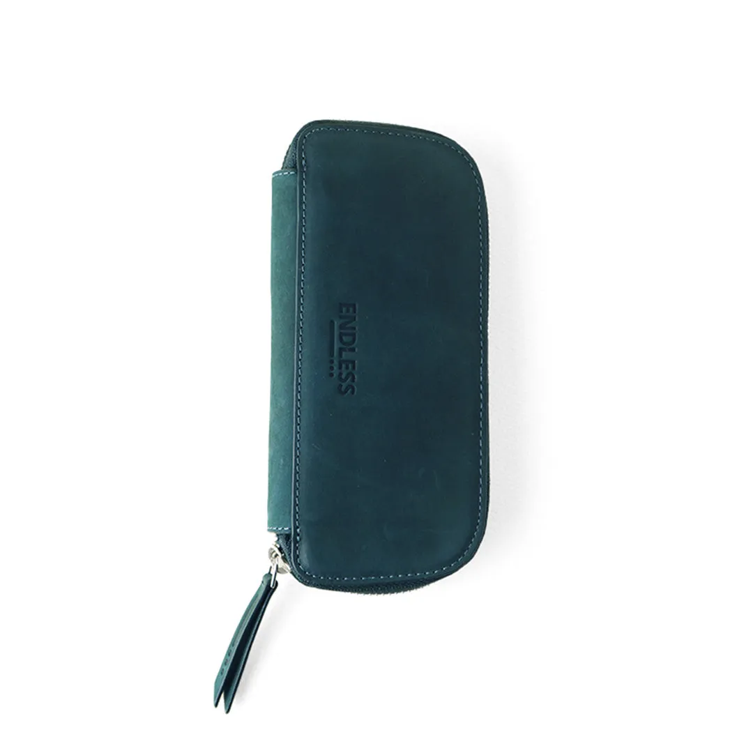 Endless Companion Leather Adjustable 3-Pen Pouch Blue